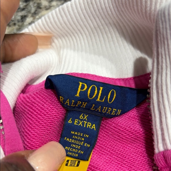Polo by Ralph Lauren Kids Pink and White Long Sleeve Dress - Picture 2 of 6